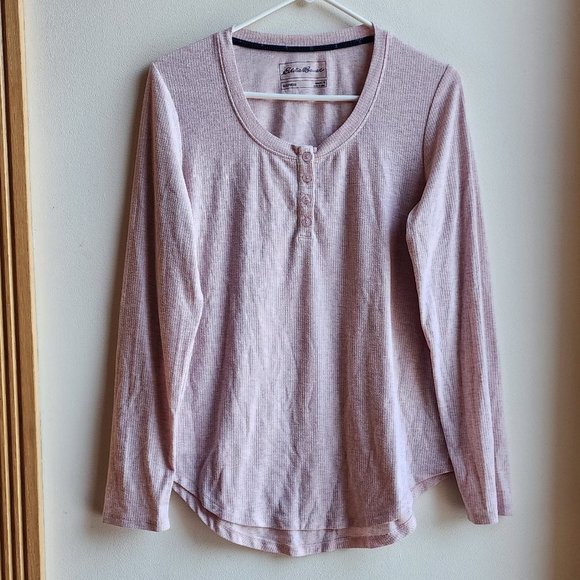 Eddie Bauer Pale Pink Henley Pajama Shirt Size Medium - Picture 6 of 16